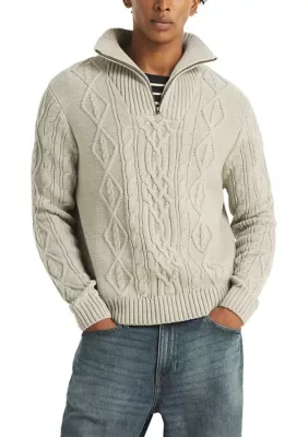 Stonewashed Cable Quarter-Zip Sweater by Nautica