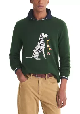 Intarsia Dog Crewneck Sweater by Nautica