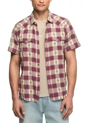 Long Sleeve Plaid Mesa Western Jacquard Shirt by Lucky Brand