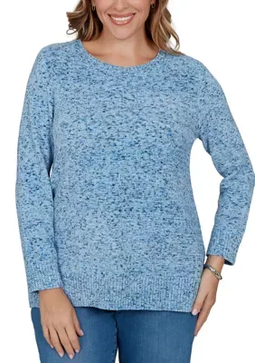 Jewel Neck Spacedye Chenille Pullover Sweater by Ruby Rd