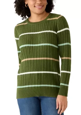 Cable Knit Crew Neck Sweater by Kim Rogers