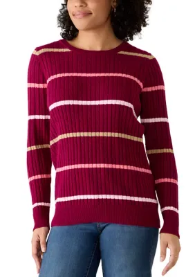 Cable Knit Crew Neck Sweater by Kim Rogers
