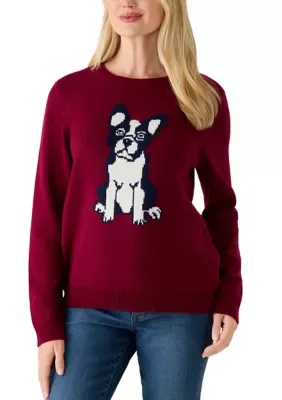 Long Sleeve Crew Neck Intarsia Sweater by Kim Rogers