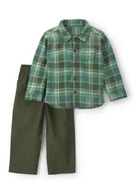 Long Sleeve Plaid Shirt and Pants Set by Carter's