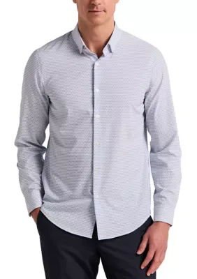 Long Sleeve Micro Window Print Shirt by Perry Ellis