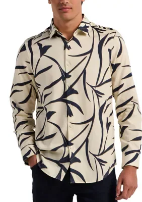 Long Sleeve Abstract Floral Shirt by Perry Ellis