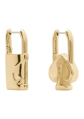 Spade Lock Asymmetrical Huggie Earrings by kate spade