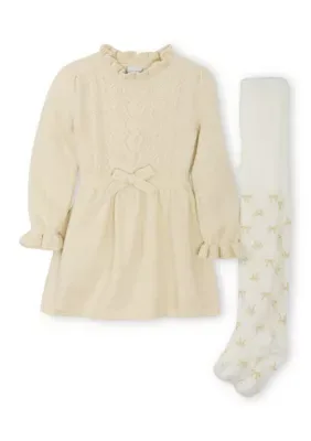 Cable Knit Sweater Dress with Tights by Draper