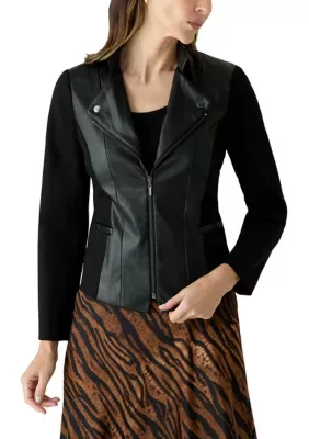 Faux Leather Jacket by Anne Klein