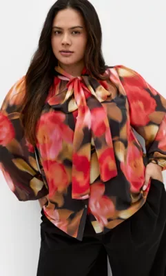 Celine Print Neck Tie Top by City Chic