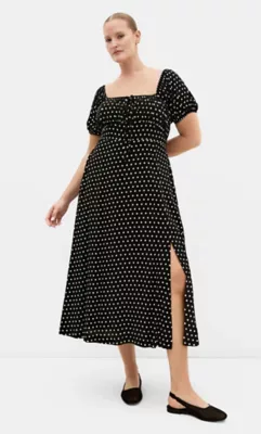 Abbie Short Sleeve Spot Print Maxi Dress by City Chic