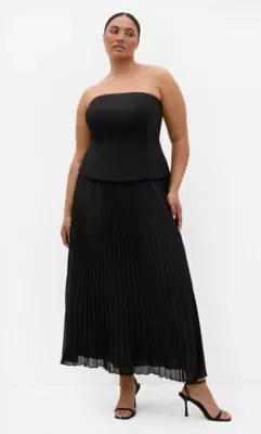Loretta Strapless Pleat Maxi Dress by City Chic