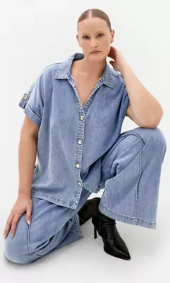 Tilly Cotton Denim Shirt by City Chic
