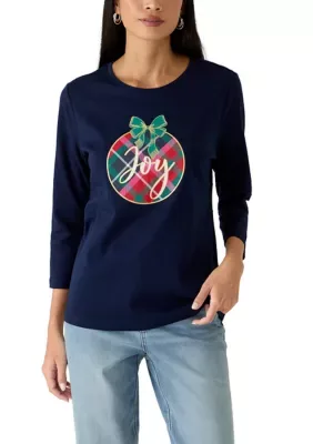 3/4 Sleeve Crew Neck Graphic Shirt by Kim Rogers