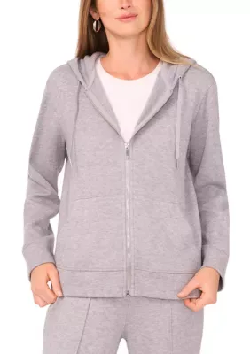 Long Sleeve Zip Front Brush Knit Hoodie