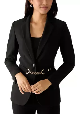 Long Sleeve Notch Collar Jacket by Anne Klein