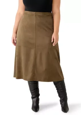 Faux Suede Midi Skirt