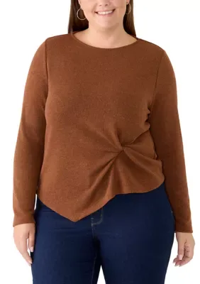 Long Sleeve Twist Front Top by Fever