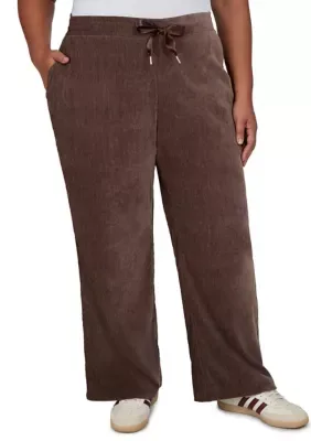 Drawstring Wide Leg Velveteen Lounge Pants by Ruby Rd