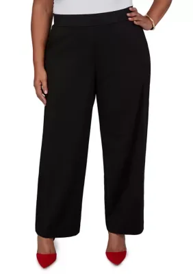 Scallop Detail Wide-Leg Pull-On Ponte Pants by Ruby Rd