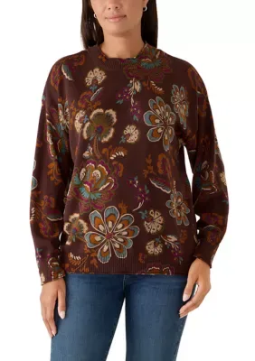 Crew Neck Printed Sweater by Wonderly
