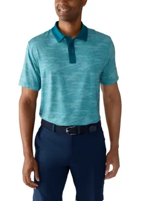 Stitched Camo Print Short Sleeve Golf Polo Shirt