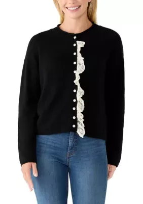 Lace Trim Cardigan by Single Thread