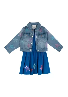 Denim Star Jacket and Dress Set by Counting Daisies