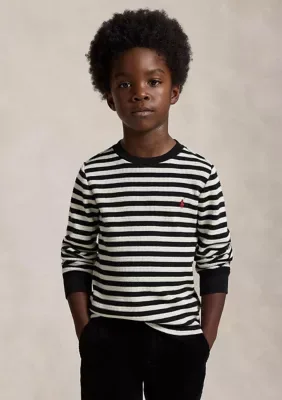 Striped Waffle-Knit Cotton Tee by Ralph Lauren