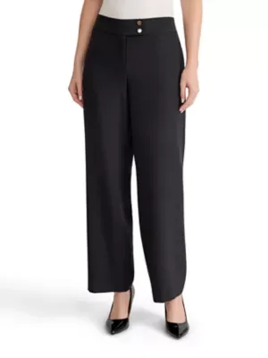 Fly Front Wide Leg Extend Tab Pant by Kasper