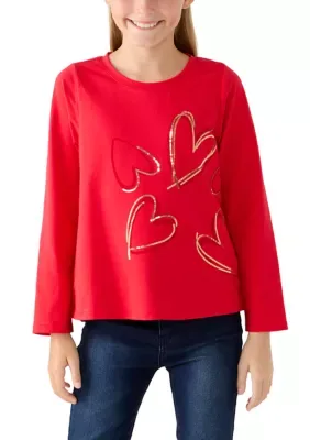 Heart Graphic Long Sleeve Shirt by Crown & Ivy