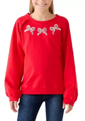 French Terry Bow Neck Sweatshirt by Crown & Ivy