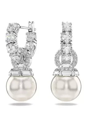 Matrix Pearl Tennis Hoop Drop Earrings by Swarovski