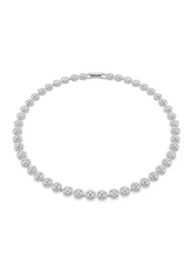 Una Round Cut Crystal Halo Necklace, 15 In