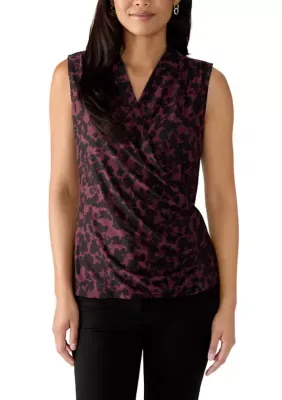 Sleeveless Faux Wrap Top