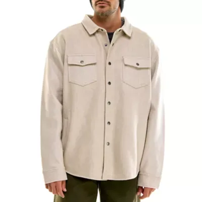 Snap Front Lined Wool Like Fabric Shirt Jacket by Hallstatt