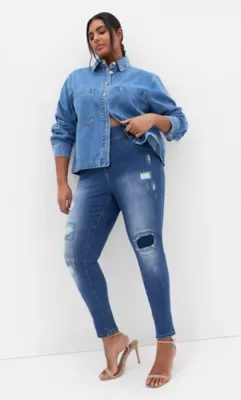 Asha Fit Patched Skinny Leg Jean by City Chic