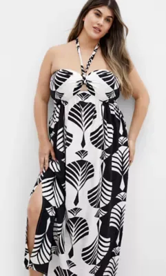 Peta Border Print Maxi Dress by City Chic