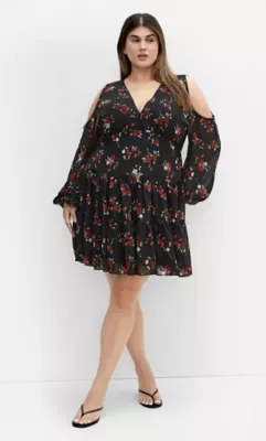 Maria Cold Shoulder Print Dress by City Chic