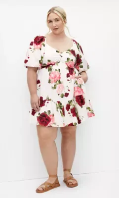 Mindy Print Babydoll Mini Dress by City Chic