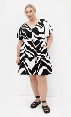 Frill Mini Print Dress by City Chic