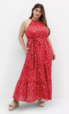 Kiana Print Halter Maxi Dress by City Chic