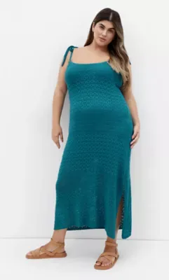 Sweet Crochet Long Dress by City Chic