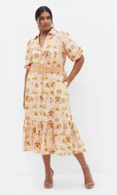 Anna Tropics Print Shirt Dress