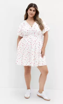 Daphne Balloon Sleeve Mini Dress by City Chic