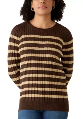 Cable Knit Crew Neck Sweater by Kim Rogers