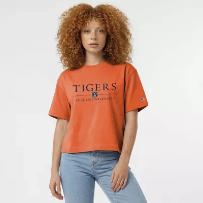 NCAA Auburn Tigers Waist Length Wordmark T-Shirt by Champion