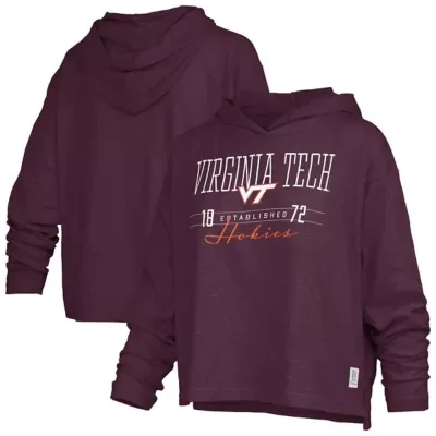 NCAA Virginia Tech Hokies Castillo Slub Waist Length Long Sleeve Hooded T-Shirt by Pressbox