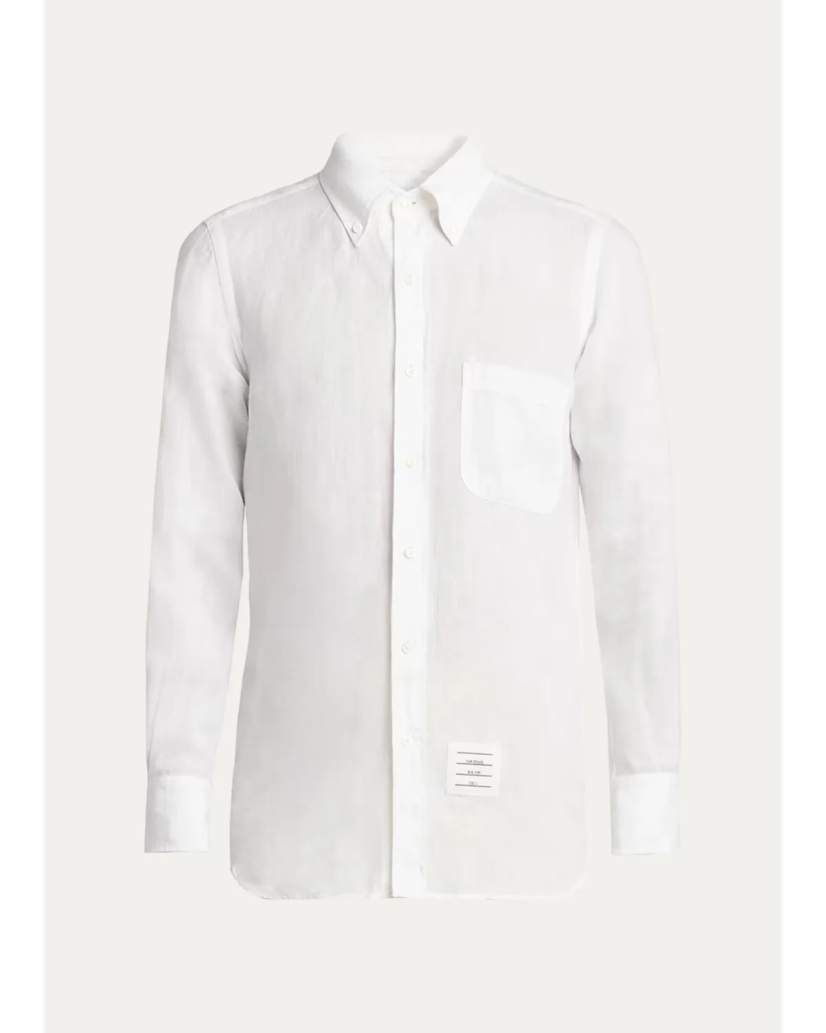 Linen Garment Dyed Button-Down Shirt by Thom Browne