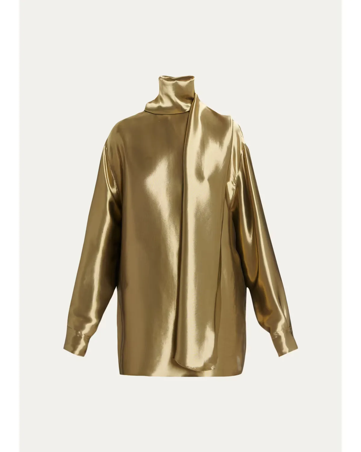 Metallic Wool Draped Turtleneck Shirt by Ferragamo